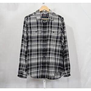 Filson Scout Shirt Black Cream Plaid Cotton Shirt Men's Size XS